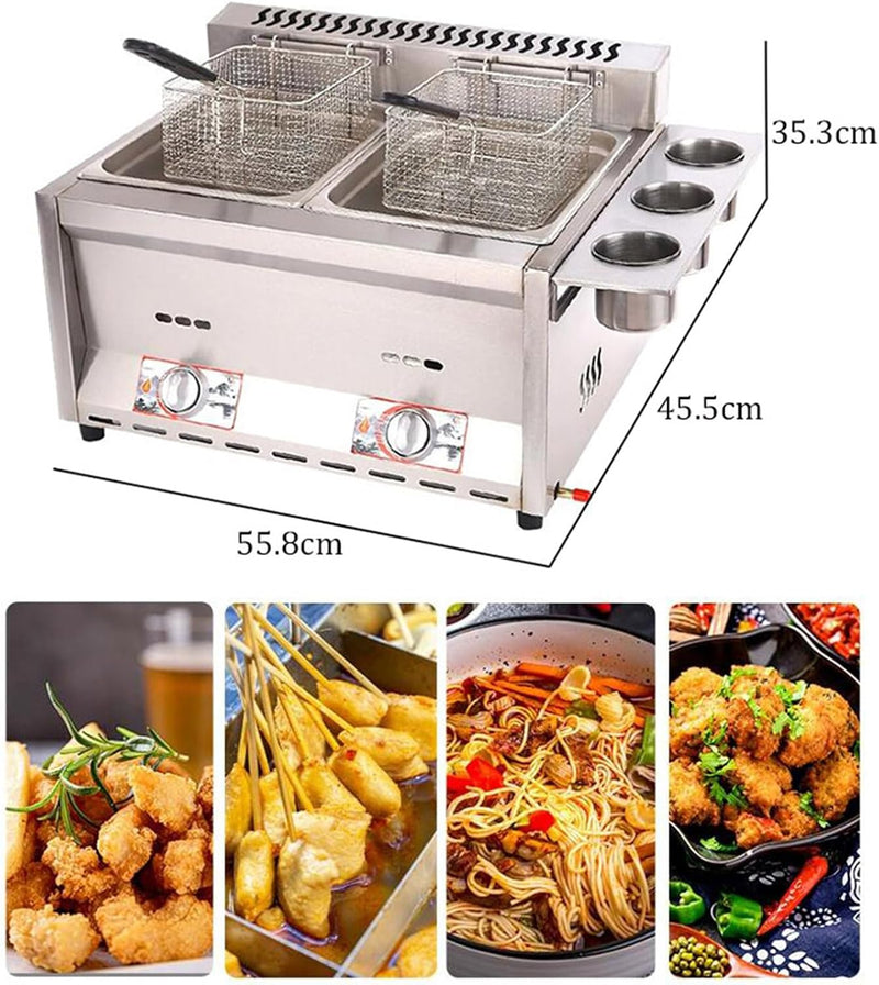 Generic 16L Fritteuse Gas-Chip-Friteuse Edelstahl in Lebensmittelqualität Elektronische Impulszündun