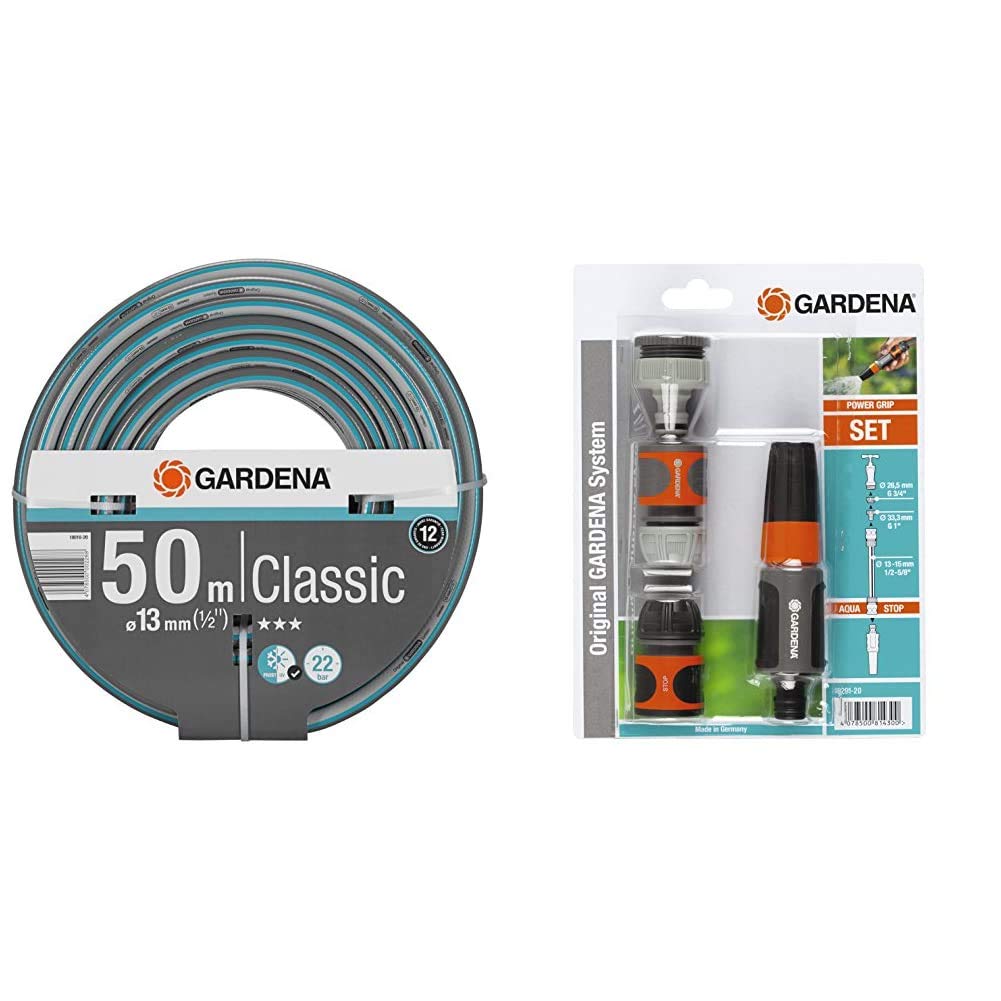 Gardena Classic Schlauch 13 mm (1/2 Zoll), 50 m: Universeller Gartenschlauch aus robustem Kreuzgeweb