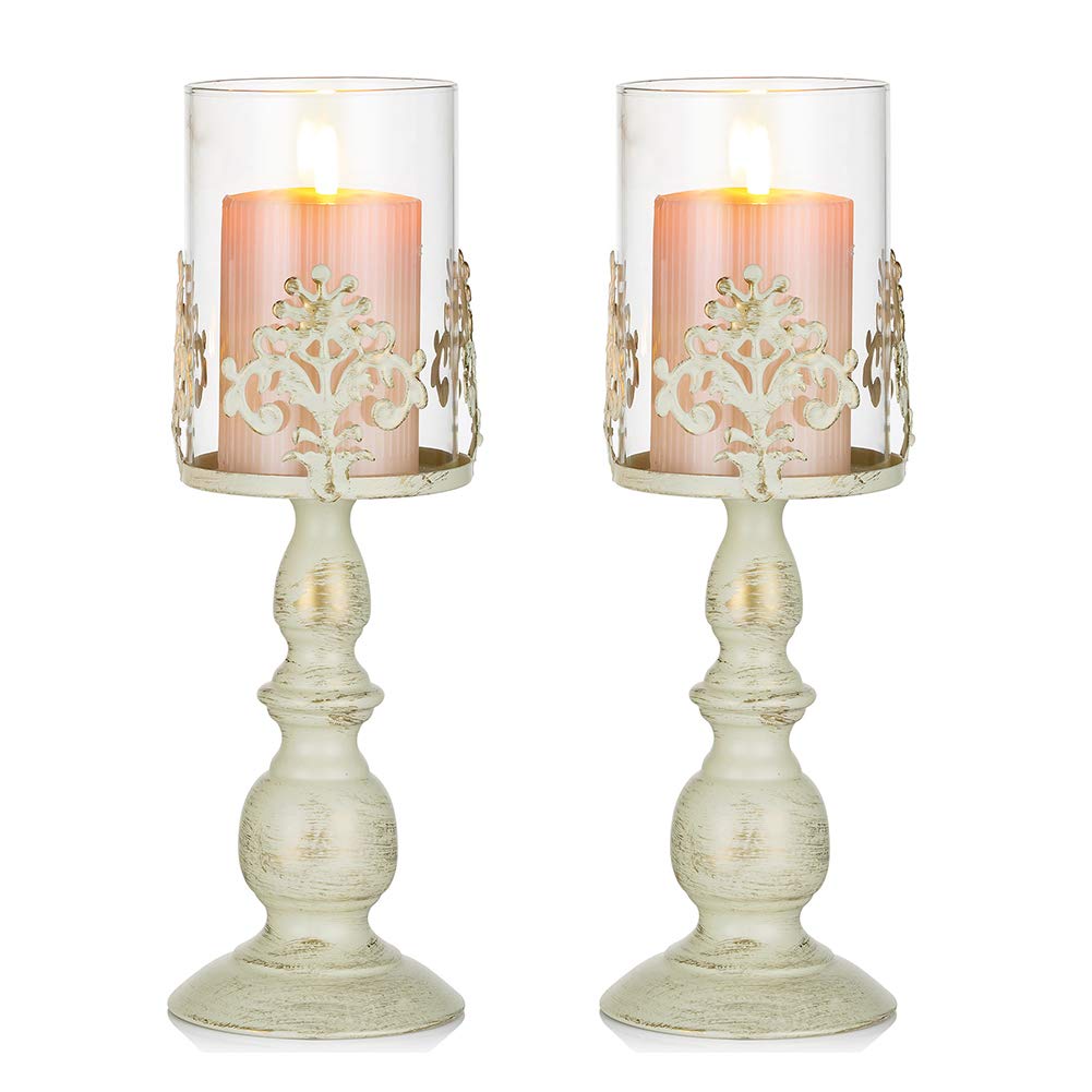 NUPTIO 2 Stücke Vintag Design Geschnitzter Kerzenständer, Hochzeit Party Weihnachten Tischdekoration