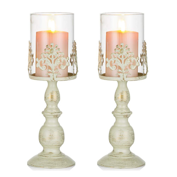 NUPTIO 2 Stücke Vintag Design Geschnitzter Kerzenständer, Hochzeit Party Weihnachten Tischdekoration