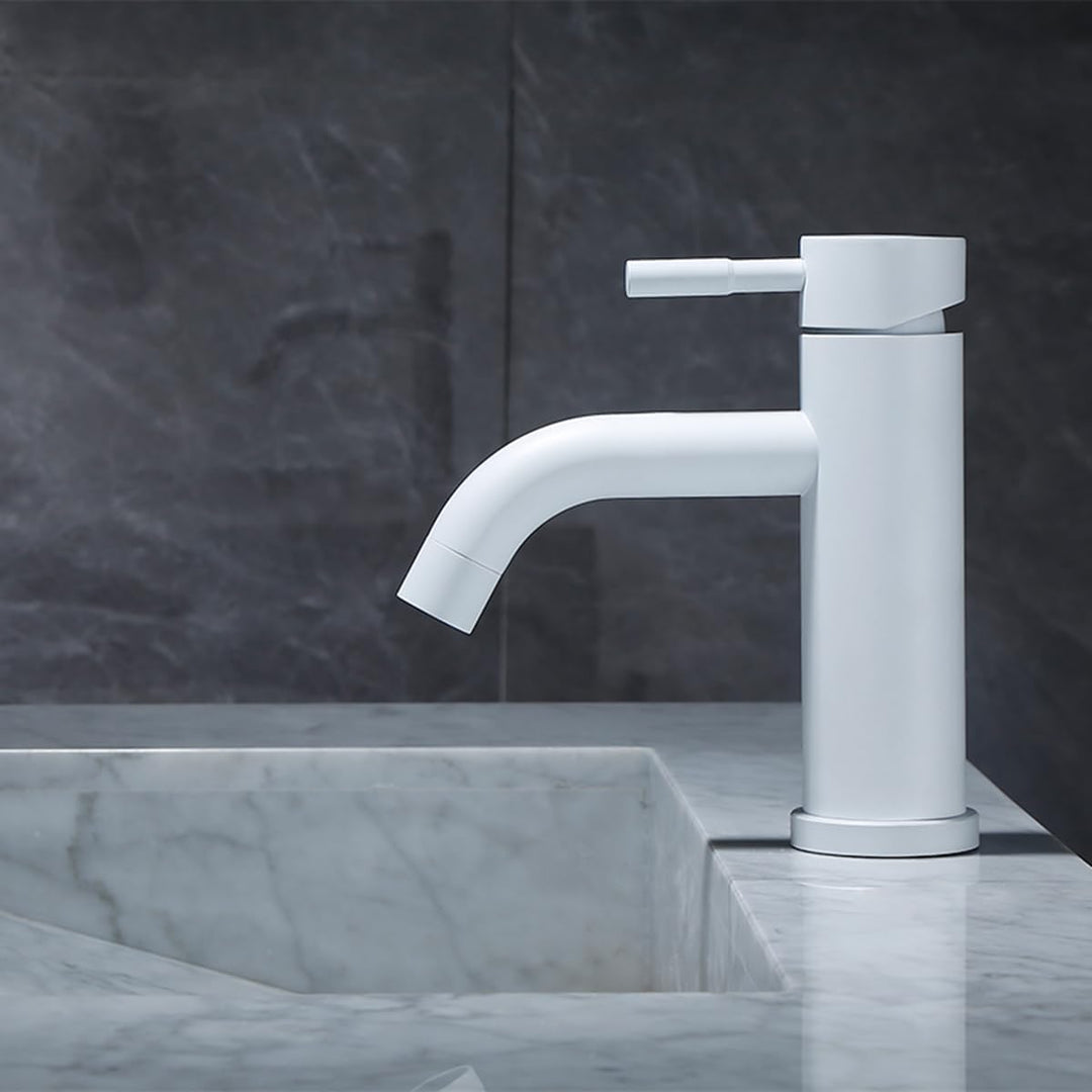 Weisse Farbe Edelstahl Armaturen Badezimmer Mischbatterie Becken Waschbecken Wasserhahn