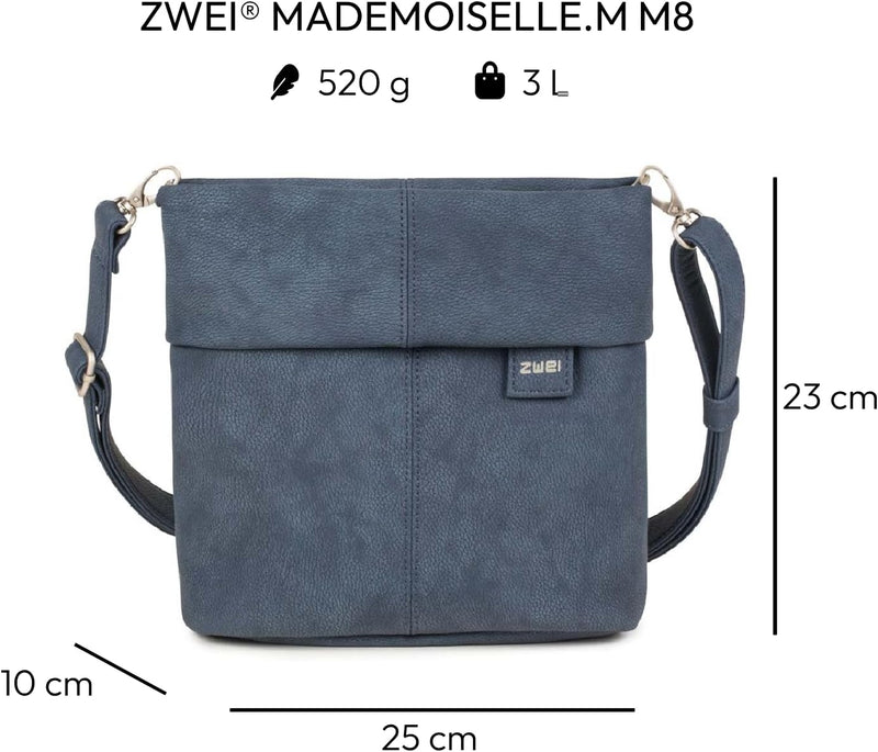 Zwei M8 Umhaengetasche Nubuk-blue, Nubuk-blue