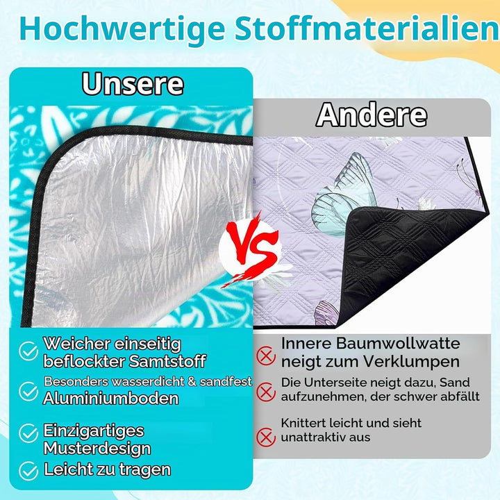 MAILLARD Picknickdecke, Campingdecke 200x200cm,Tragbare Faltbar Stranddecke mit wasserdichter wärmei