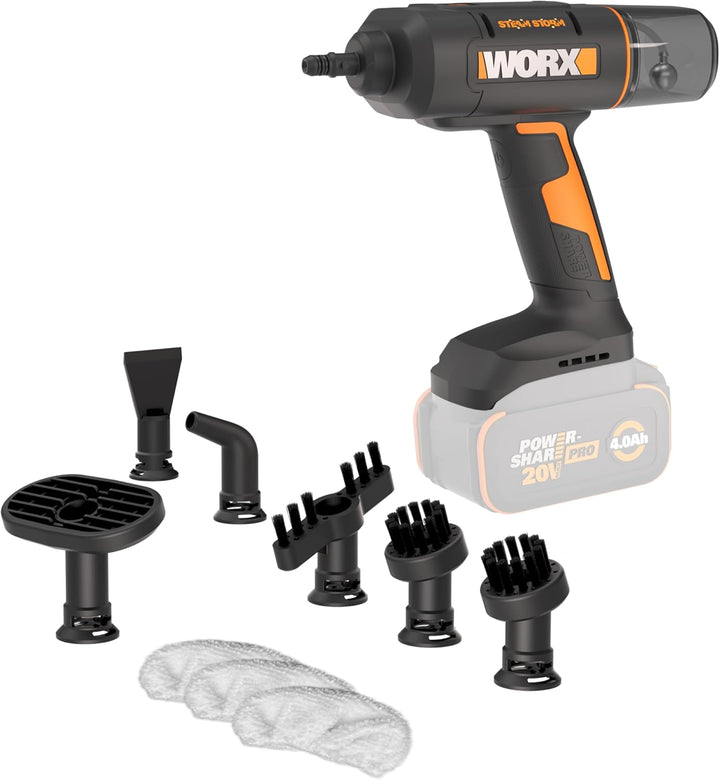 WORX 18V(20V MAX) kabelloser Handdampfreiniger WX770.9, Dampfreiniger für 220°F, tötet Keime, 8-Seku