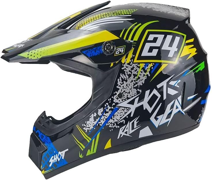 Kinder Crosshelm Hot-Shot – Motorradhelm für Kinder, ABS-Schale, robuster Kinderhelm für Downhill, Q