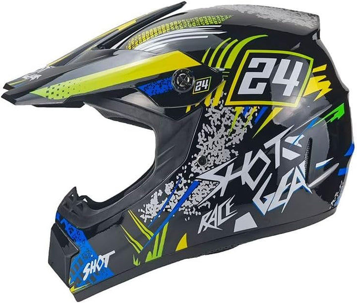 Kinder Crosshelm Hot-Shot – Motorradhelm für Kinder, ABS-Schale, robuster Kinderhelm für Downhill, Q