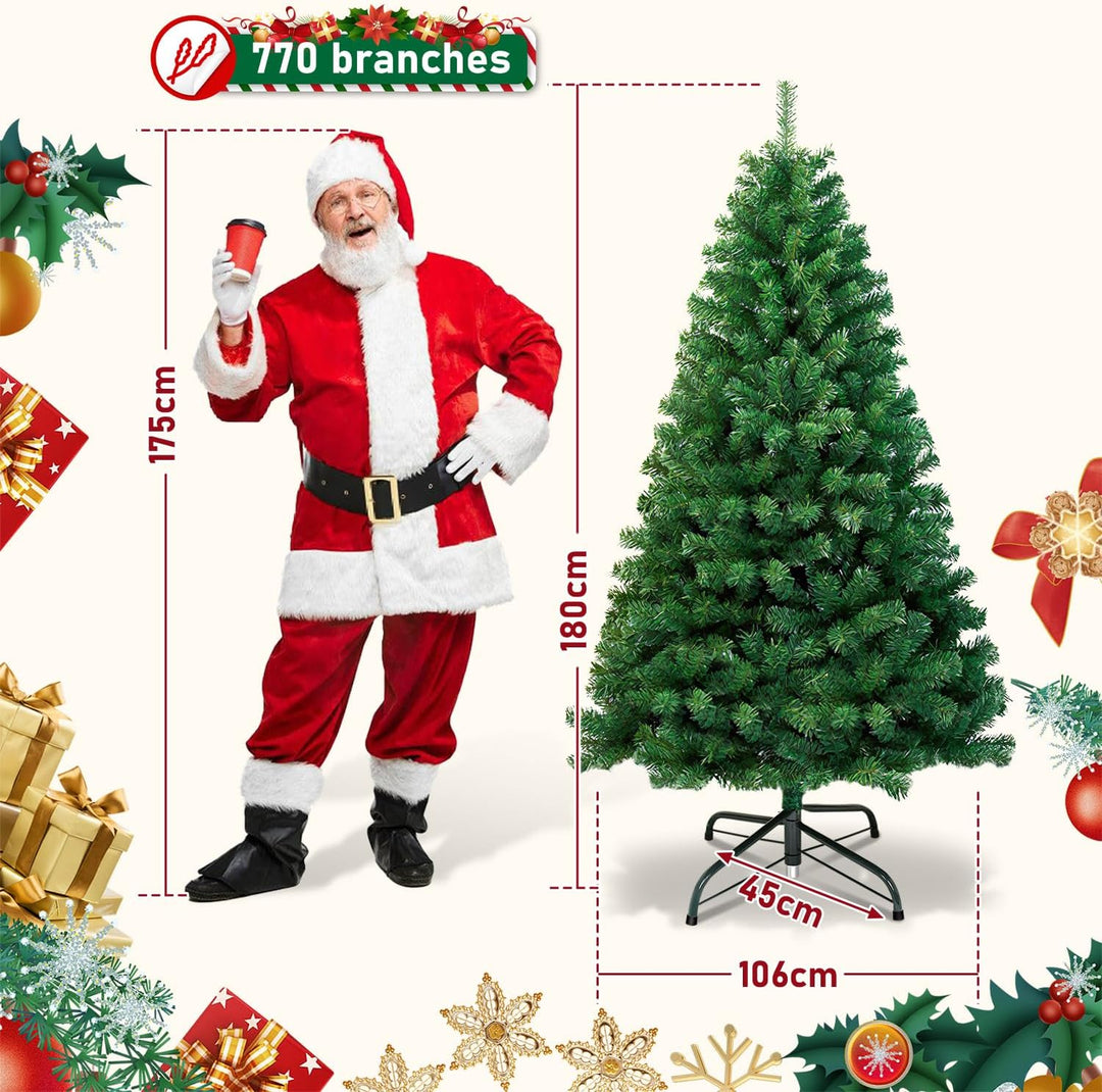 Weihnachtsbaum künstlich 180cm Künstlicher Weihnachtsbaum 770 Spitzen Plastik Tannenbaum unechter,Ch