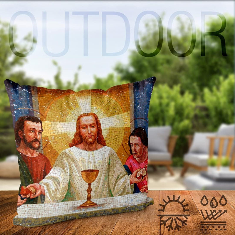 VOID Abendmahl Jesus Kissenbezug 80x80 Kissenhülle Polyester Zierkissen Couchkissen Ostern Osterdeko