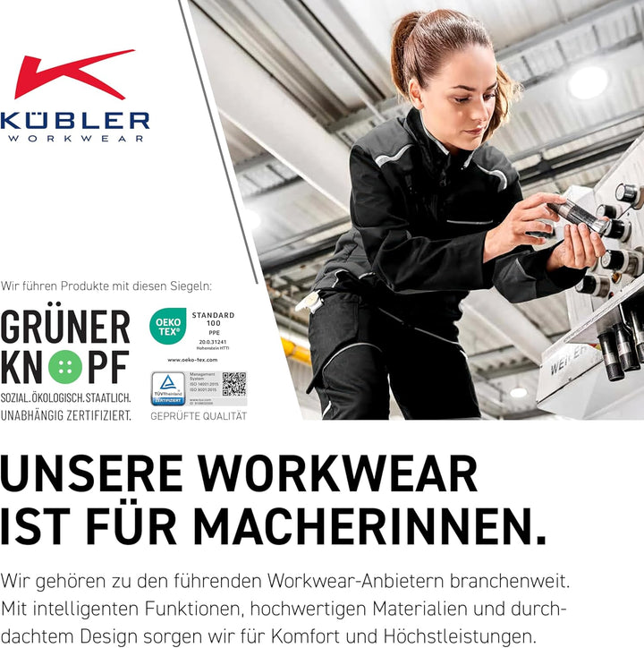 KÜBLER Workwear KÜBLER ACTIVIQ Damen-Arbeitshose anthrazit, Grösse 46, Damen-Damen-Arbeitshose aus M