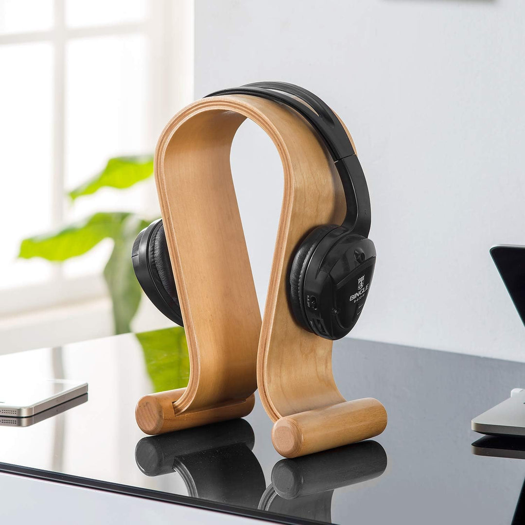 Maclean MC-815 Kopfhörerständer aus Holz | Universal Halter für Over-Ear Headsets | Stabil & Dekorat