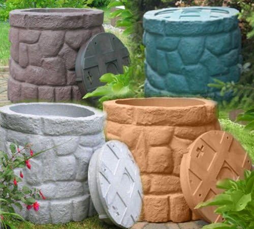 Sonderpreis! Regentonne Regenfass Regenspeicher Regenwassertonne Märchenbrunnen 330l mit Wasserhahn