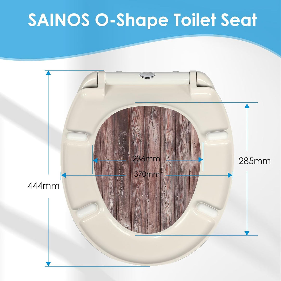 Duroplast-Toilettensitz, O-förmiger Toilettendeckel mit Soft-Close-Mechanismus, Edelstahlscharnier,