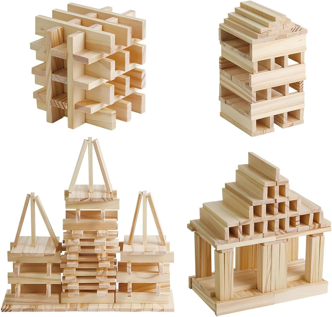 KQDRAVINE 100 Stück bastelholz klötzchen, 100 x 20 x 7mm Holzbausteine Bastelklötzchen holzklötze Ho