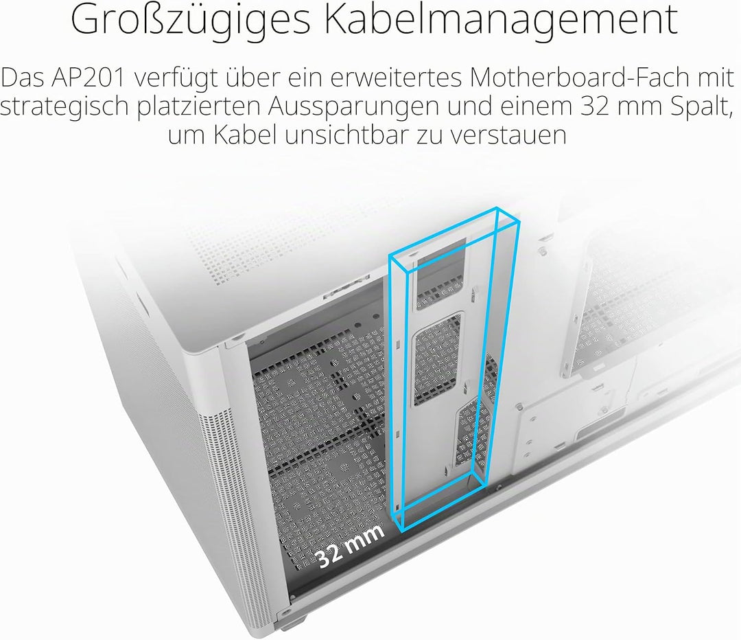 ASUS Prime AP201 MicroATX Gehäuse weiss (33 Liter, unterstützt 280- &amp; 360-mm-Kühler, Grafikkarten bi