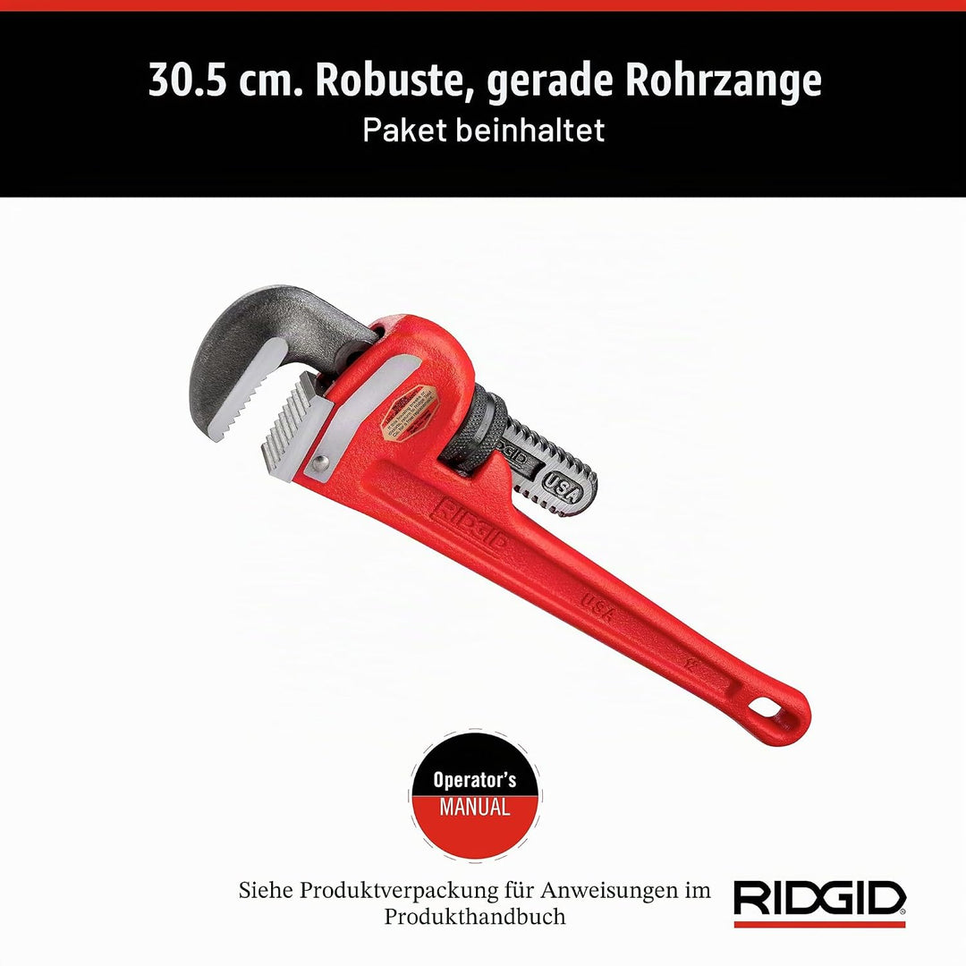 RIDGID 31015 Modell 12" gerade Rohrzange für schwere Beanspruchung, 12" Sanitär-Schraubenschlüssel 1
