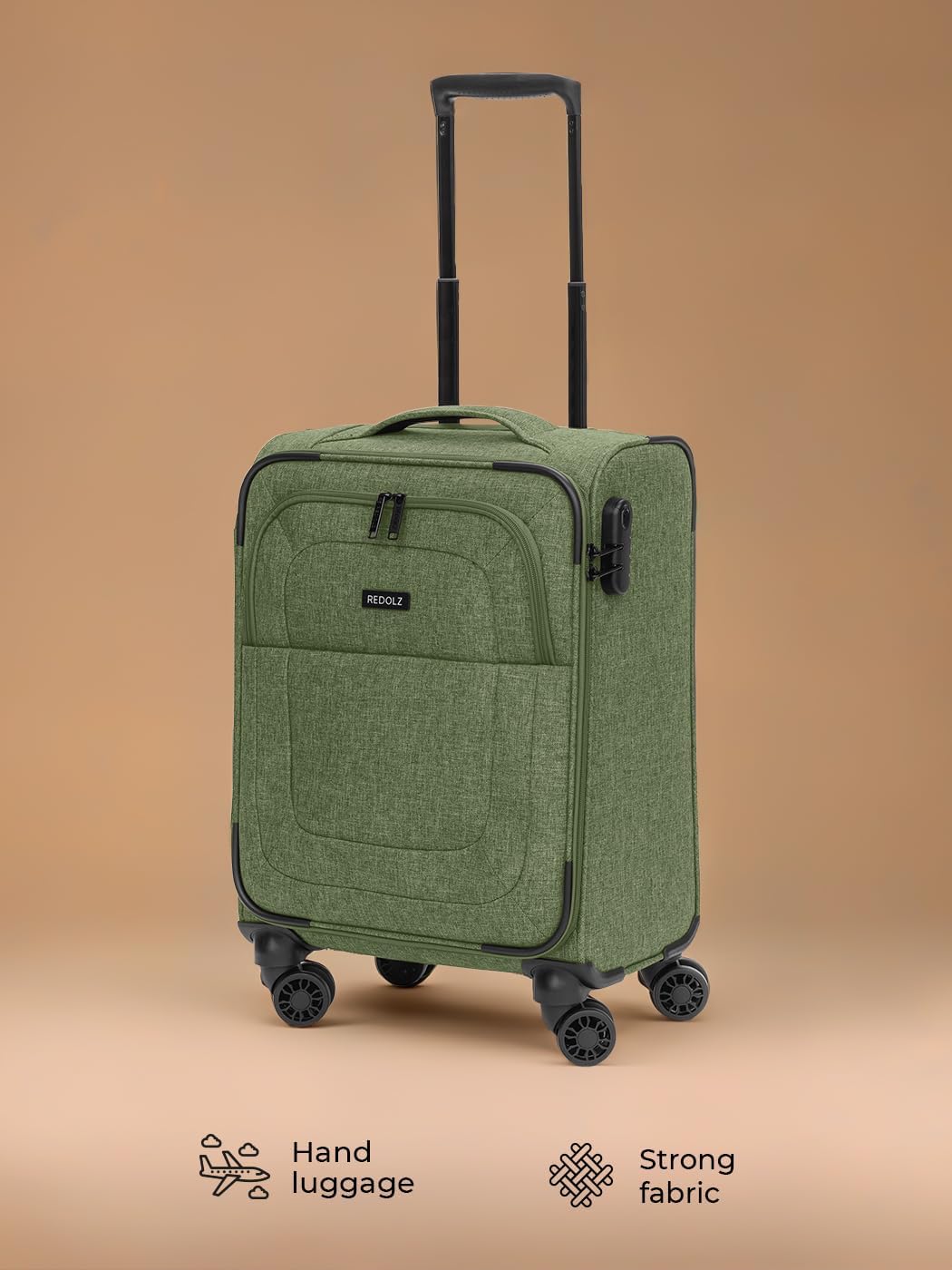 REDOLZ Cabin Weichschalen Kabinen-Koffer | Leichter Trolley mit 4 Doppelrollen für Damen & Herren 37