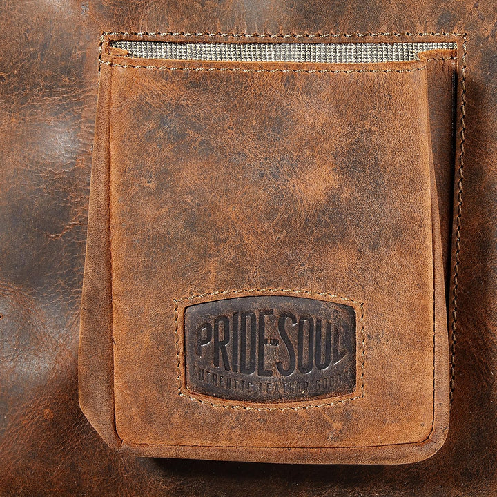 Pride and Soul Umhängetasche MRS. NOEL, aus echtem Leder, ca. 32 x 28 x 11,5 cm, braun