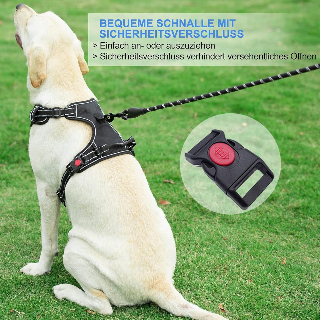 haapaw Hundegeschirr ohne Zug, einstellbar, reflektierend, Oxford, einfache Kontrolle, mittelgrosses