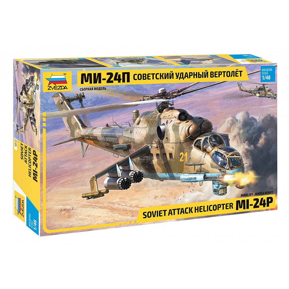 Zvezda 4812 1:48 MIL MI-24P Russ. Attack Helicopter-Modellbausatz,Plastikbausatz, Bausatz zum Zusamm