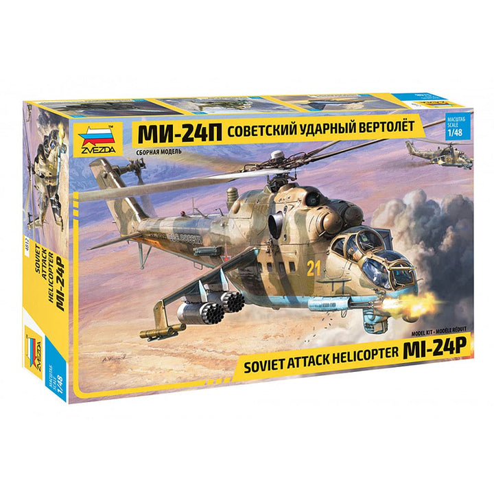 Zvezda 4812 1:48 MIL MI-24P Russ. Attack Helicopter-Modellbausatz,Plastikbausatz, Bausatz zum Zusamm
