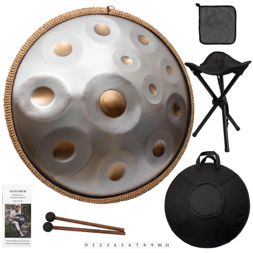 LOMUTY Handpan Drum 12 Töne 22 Zoll Steel Tongue Drum mit weicher Tasche, Harmonic Percussion für So