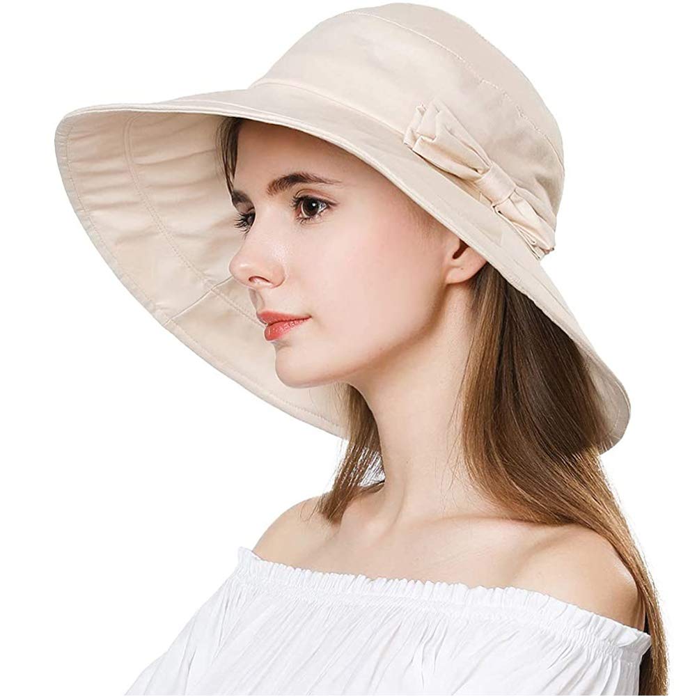 Comhats Sonnenhüte für Frauen mit breiter Krempe, UPF 50 UV-Sonnenschutz, faltbar, Sommer-Strandhut,