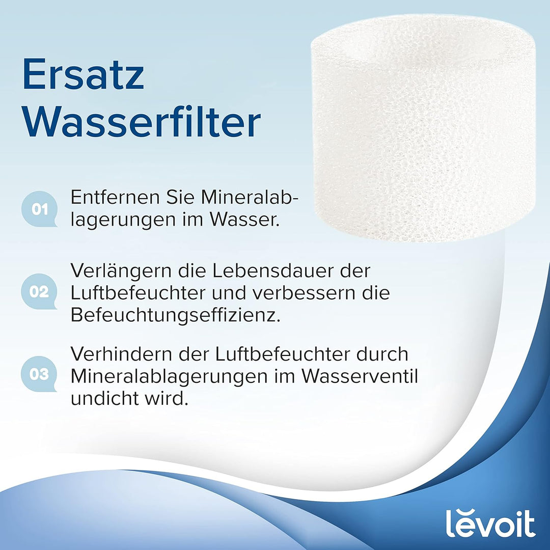 LEVOIT Top-Fill Luftbefeuchter 3L mit Nachtlicht, 360°Drehbare Düse & Luftbefeuchter Ersatzfilter Fä