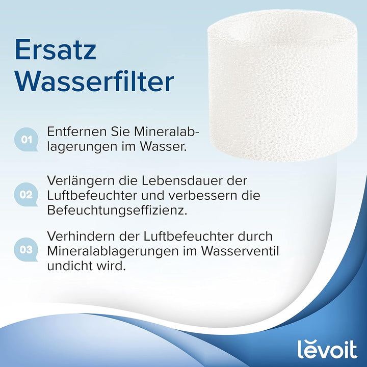 LEVOIT Top-Fill Luftbefeuchter 3L mit Nachtlicht, 360°Drehbare Düse & Luftbefeuchter Ersatzfilter Fä