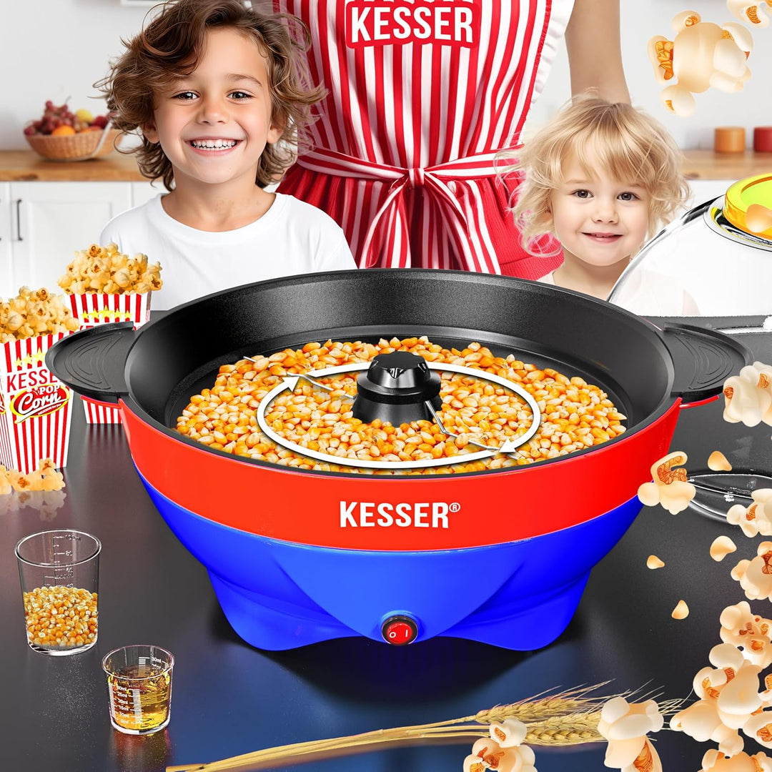 KESSER® Popcornmaschine Gross 800W | Popcorn-Maker 5,5l Inhalt mit Antihaftbeschichtung Deckel & Ser