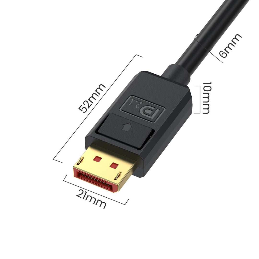 Displayport 2.1 Kabel,90-Grad rechtwinklig DP Stecker auf Buchse Verlängerungskabel, 52Gbps kurze Di