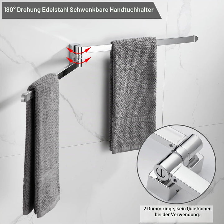 BGL Verchromter Handtuchhalter, Edelstahl, Wandmontage, Handtuchhalter mit 2 Schwenkstangen, Verchro