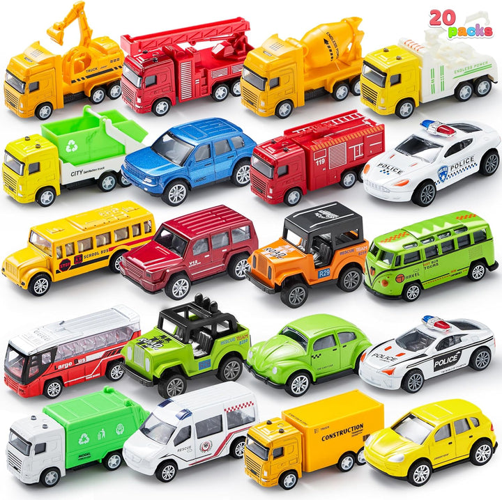JOYIN 20 Stück Metall Zurückziehen Mini Spielzeugautos, Mini Die Cast Spielzeugautos Set, Pull Back