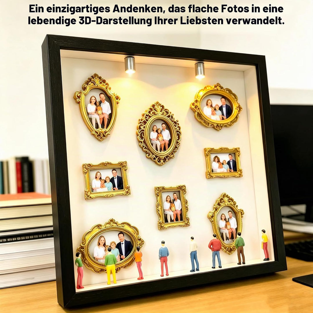 Kleine Bilderrahme Mini mit LED Licht, Mini Museunm Bilderrahmen Vintager, DIY Museum Silhouetter Bo