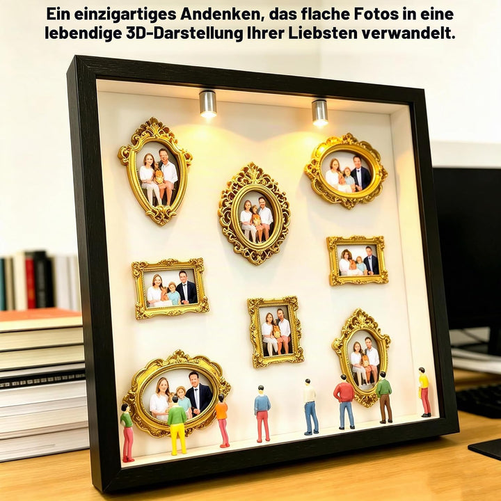 Kleine Bilderrahme Mini mit LED Licht, Mini Museunm Bilderrahmen Vintager, DIY Museum Silhouetter Bo