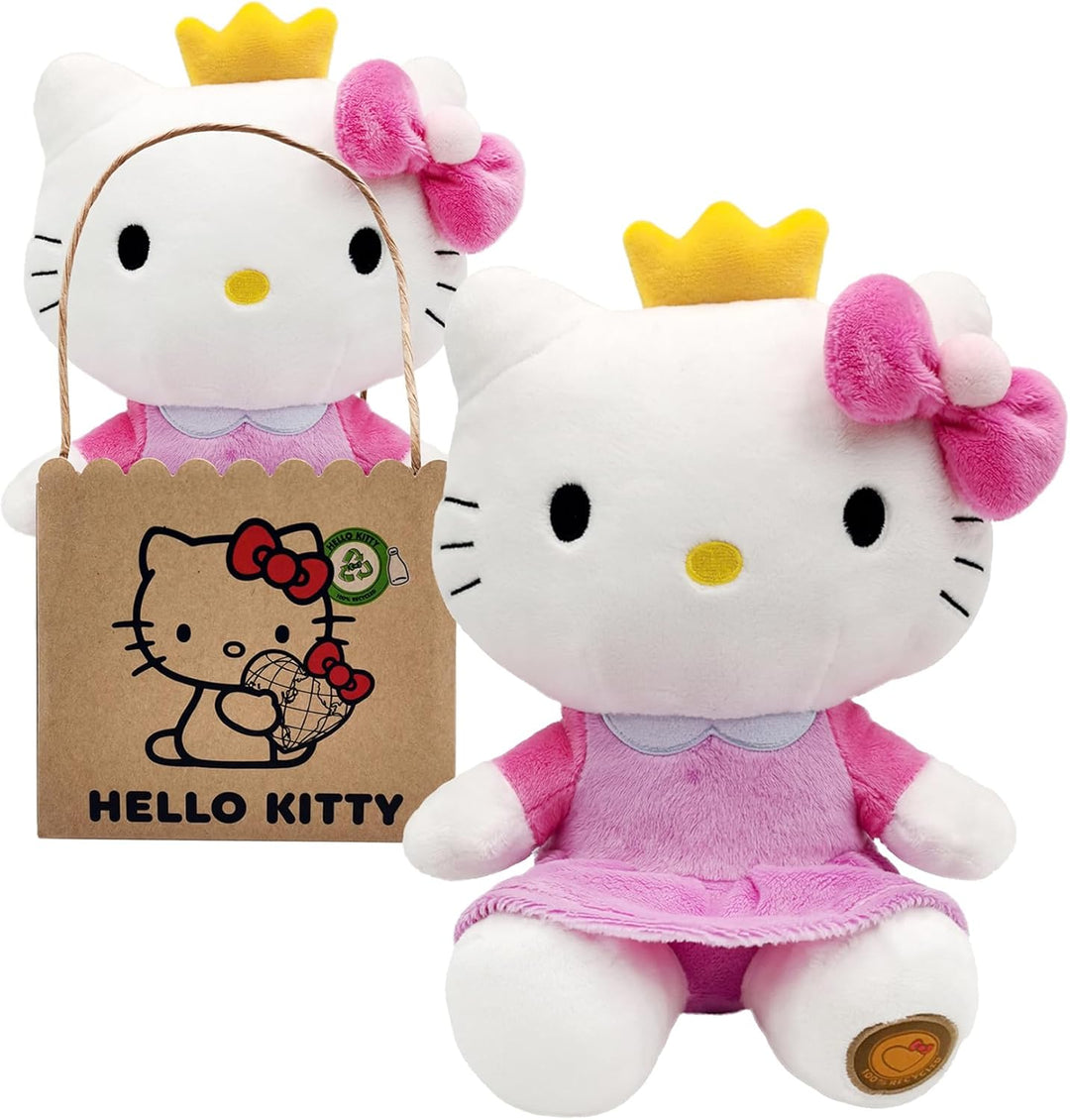 Joy Toy - Hello Kitty Princess Eco Plush 24 cm in wiederverwendbarem Kartontäschchen Prinzessin, Pri
