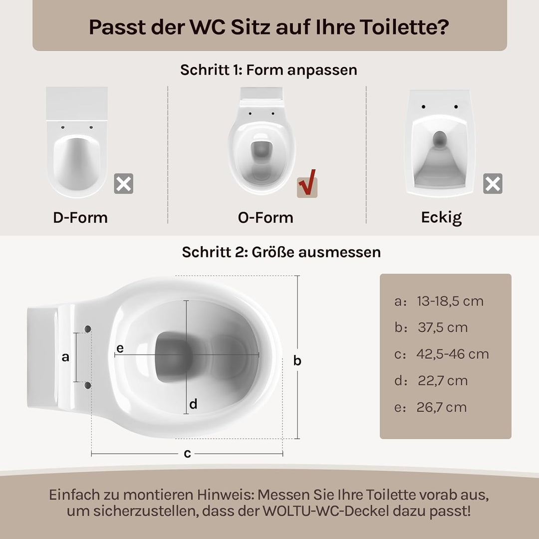 WOLTU Toilettendeckel mit Absenkautomatik Holz, Toilettensitz Klodeckel Klobrille WC Sitz O-Form mit