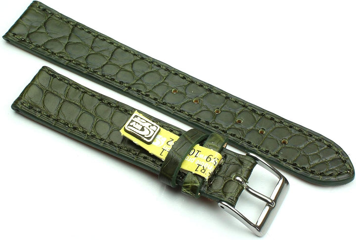 18mm Echt Alligator Klassik handgemacht in Deutschland Uhrenarmband Olive