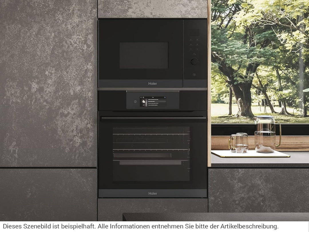 Haier SERIE 4 HWO38MG6HXB Einbaumikrowelle mit Grill/Nische 38 cm / 8 Leistungsstufen inkl. Grill, S