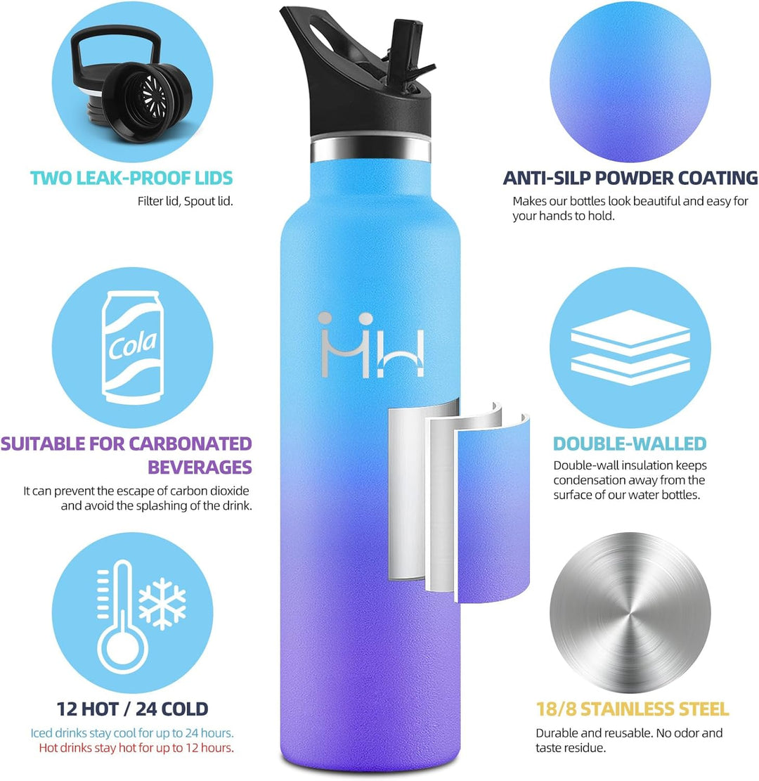 HoneyHolly Trinkflasche 1L, BPA-Frei, Trinkflasche Edelstahl, Thermosflasche, Auslaufsichere Isolier