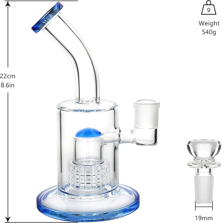 The7boX Thick Bong Glass Water Pipes Smoke Blue Bongs with Percolator 18.8 mm Blau, Blau