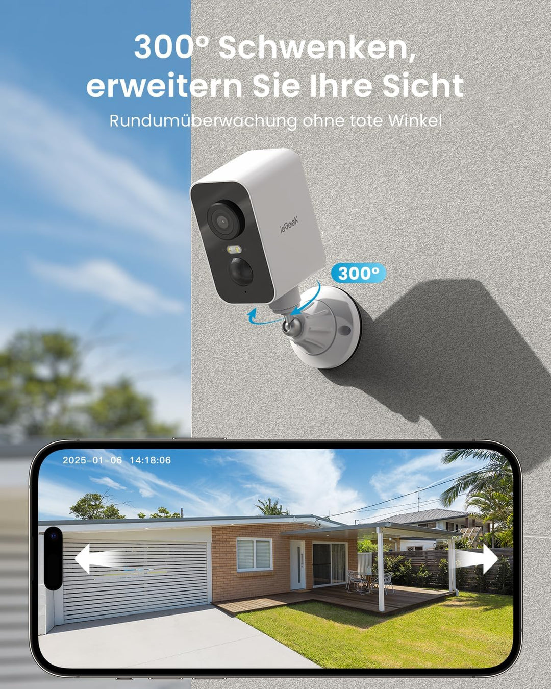 ieGeek 2K Überwachungskamera Aussen Akku mit Magnetische Montage, WLAN Kabellose Überwachungskamera