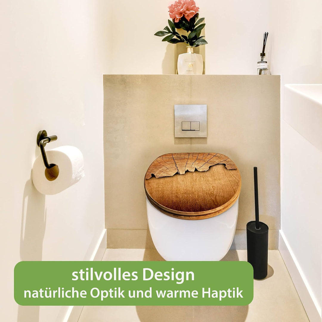 banjado Design WC Sitz Bambus Absenkautomatik 45,8x37,5cm - Toilettendeckel mit Absenkautomatik Holz