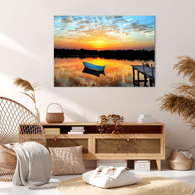 ARTTOR Bilder auf Leinwand 100x70cm Leinwandbild Landschaft Sommer Meer Gross Wanddeko Bild Schlafzi