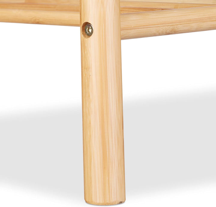 Relaxdays Schuhbank Bambus für 2 Personen, Polsterbank mit Schuhablage für 4 Paar Schuhe, bequeme Si