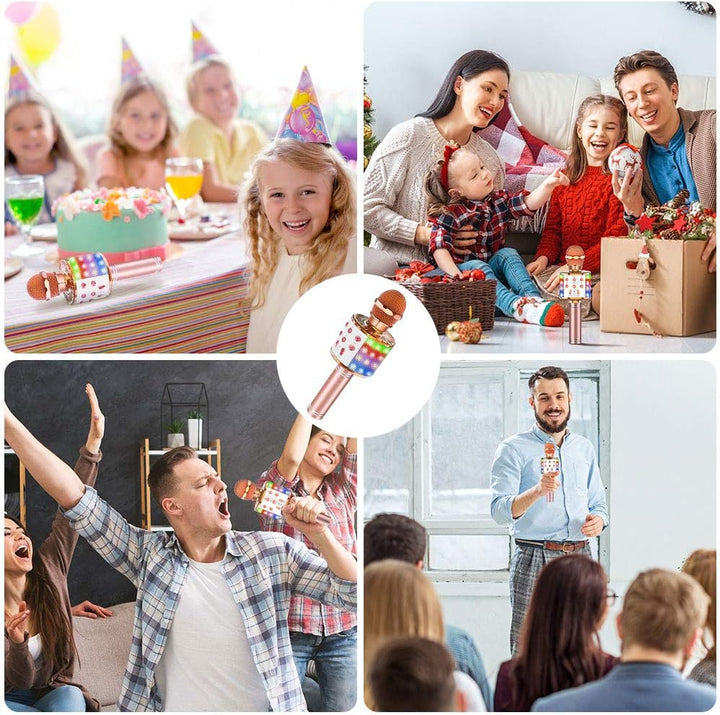 Karaoke Mikrofon Kinder mit LED Licht, Tragbare Drahtloses Bluetooth Mikrofon Lautsprecher, Heim KTV