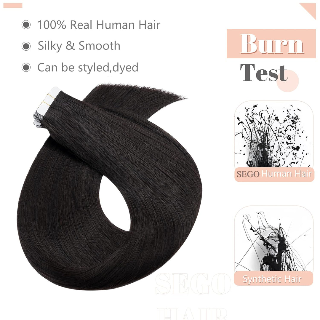 SEGO Tape in Extensions Echthaar Klebeband 20 Tressen 2.5g/pcs Adhesive Weft Haarverlängerung Haarte
