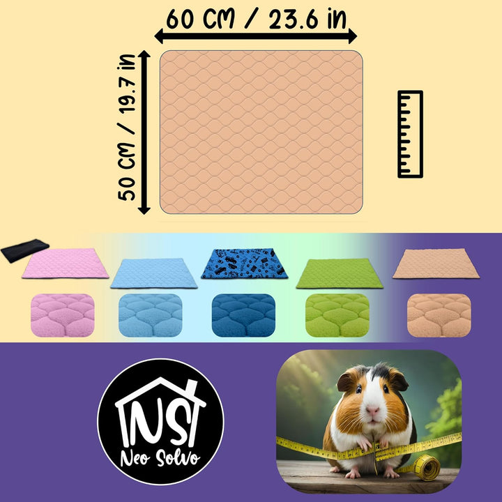 NEO SOLVO Fleece-Einstreumatte für Meerschweinchen und Kaninchen – 50 x 60 cm Beige – saugfähig und
