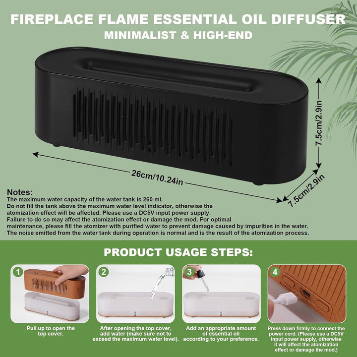 Vulkan Luftbefeuchter Flammen Aroma Diffusor: 260ml Aromatherapie Luftbefeuchter 7 Farbige Nachtbele