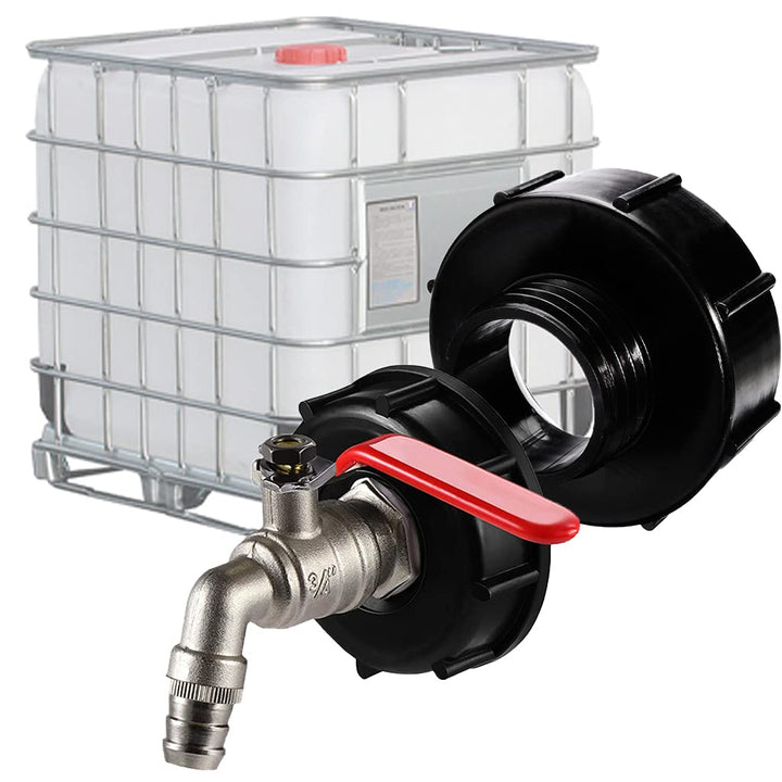 IBC Auslaufhahn, IBC Tankadapter Wassertank S100x8 / S60X6 Grobgewinde - 3/4" IBC Container Hahn Tan