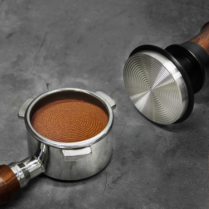 NOTSEK Tamper 54mm, Espresso tamper mit Ripple Base, Walnuss Kaffee Tamper mit 304 Edelstahl Base, K